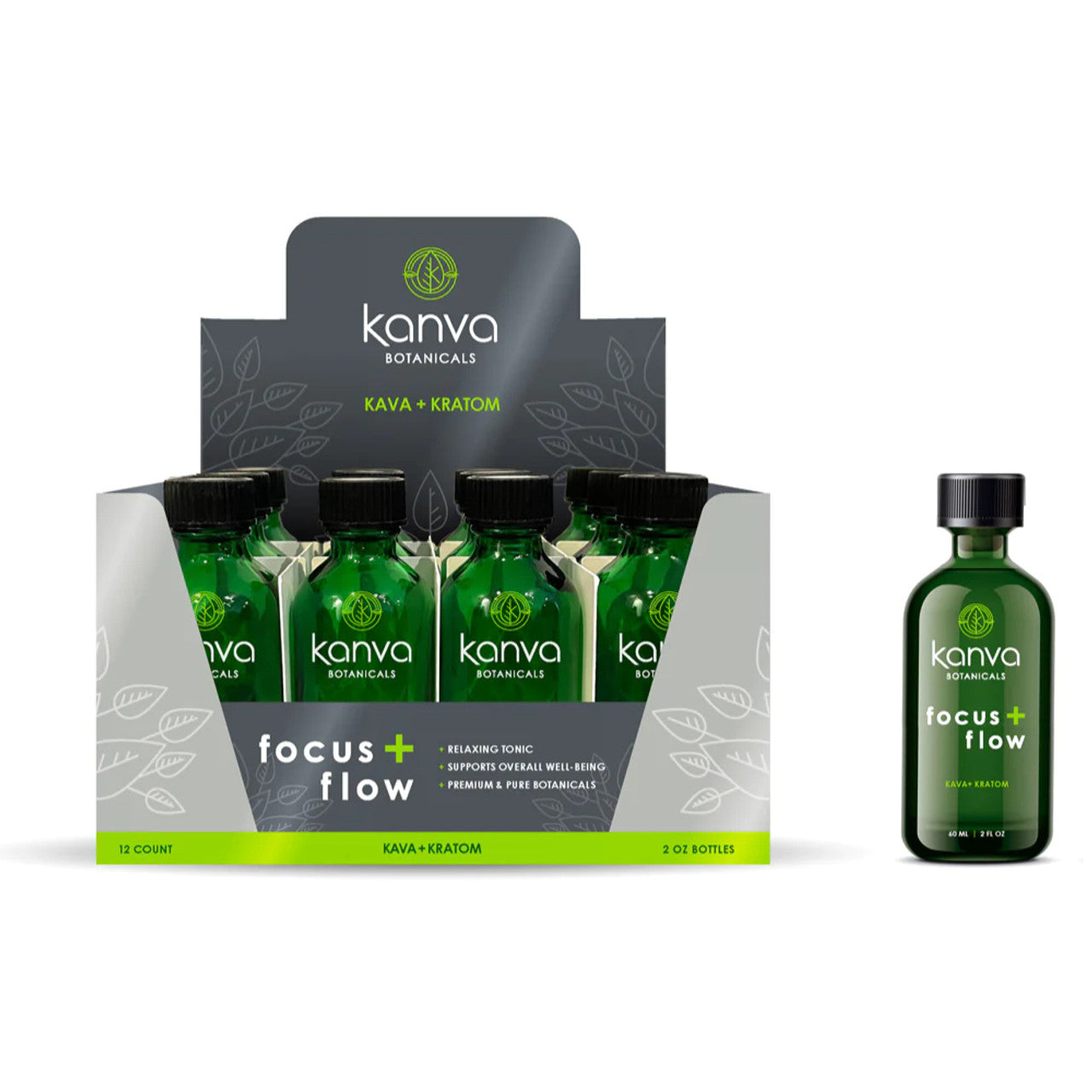 Kanva Botanicals Focus + Flow Kava Kratom Shot 2oz